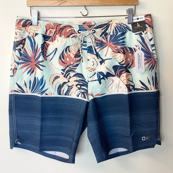 NWT Salty Crew Tandem 18” Boardshorts - Palm Leaf Print - L - Picture 1 of 8